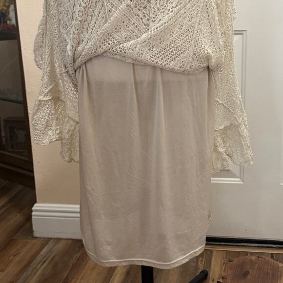 Solitaire by Ravi Khosla crochet lace skirt handkerchief hem elastic waist 30” - Picture 4 of 7